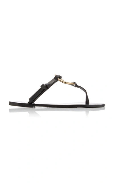 Shop Atp Atelier Forna Gold-tone Leather Sandals In Black