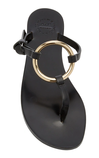 Shop Atp Atelier Forna Gold-tone Leather Sandals In Black