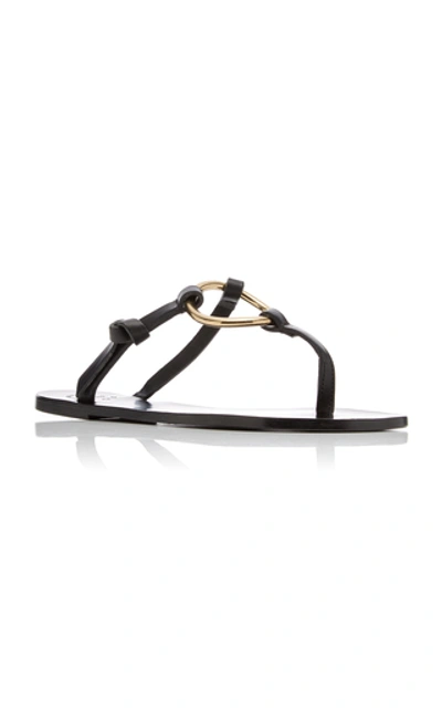 Shop Atp Atelier Forna Gold-tone Leather Sandals In Black