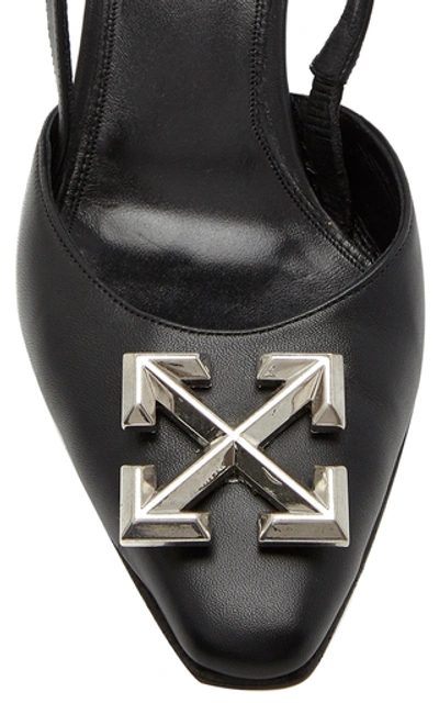 Shop Off-white Arrow-embellished Leather Slingbacks In Black