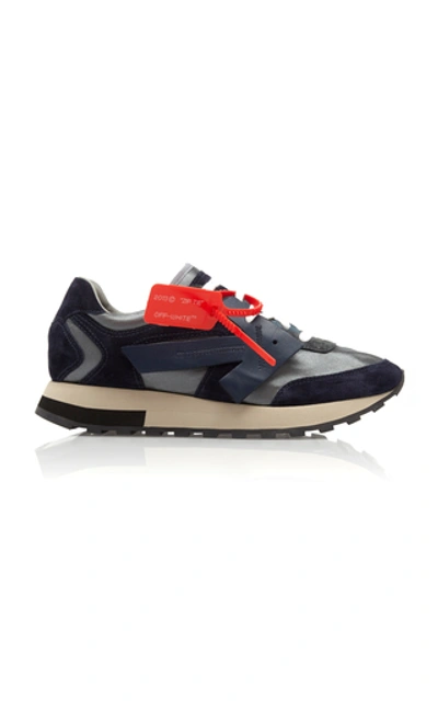 Shop Off-white Hg Suede-paneled Runners In Navy