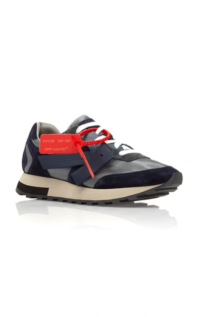 Shop Off-white Hg Suede-paneled Runners In Navy