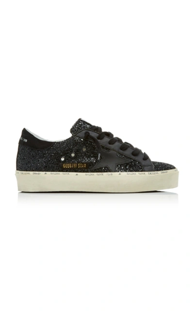 Shop Golden Goose Hi Star Glittered Leather Sneakers In Black