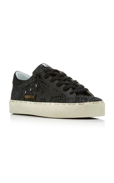 Shop Golden Goose Hi Star Glittered Leather Sneakers In Black