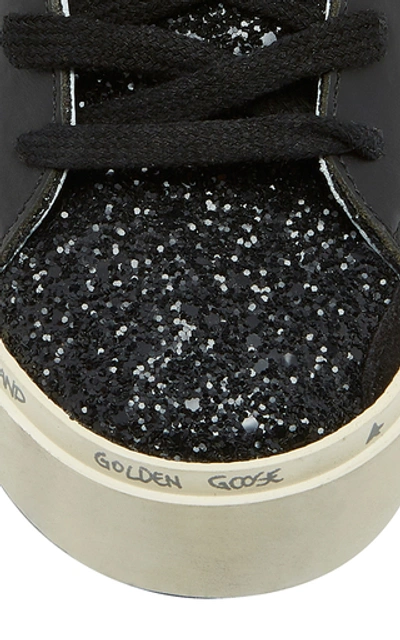 Shop Golden Goose Hi Star Glittered Leather Sneakers In Black
