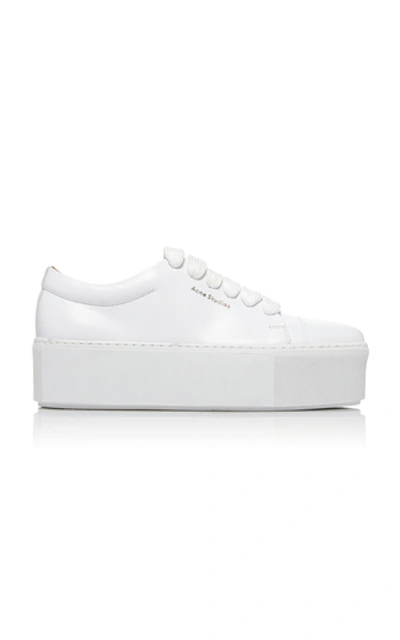 Shop Acne Studios Drihanna Logo-printed Leather Sneakers In White