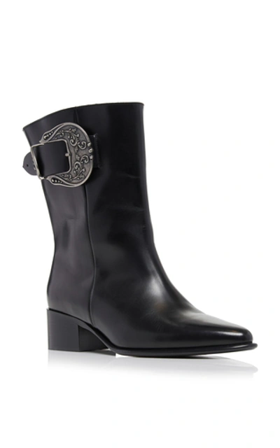 Shop Loewe Western Leather Ankle Boots In Black
