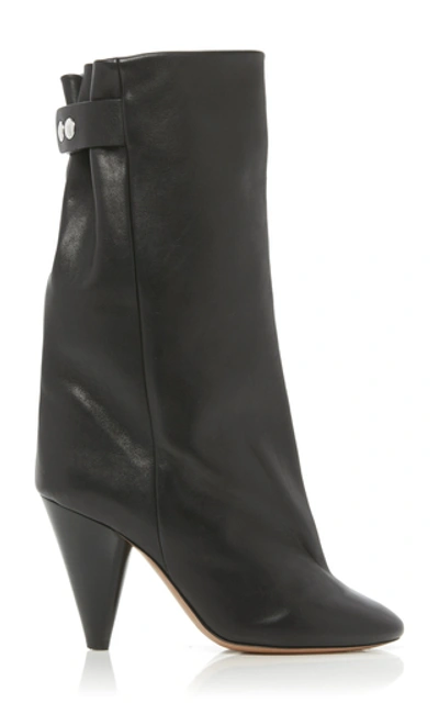 Shop Isabel Marant Lakfee Leather Ankle Boots In Black