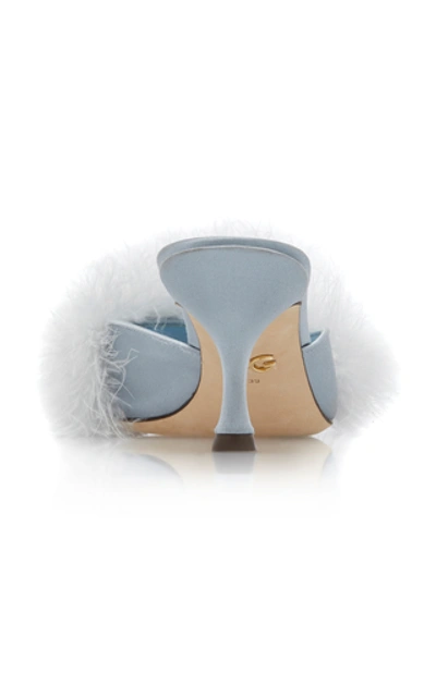 Shop Dolce & Gabbana Feather-embellished Satin Mules In Blue