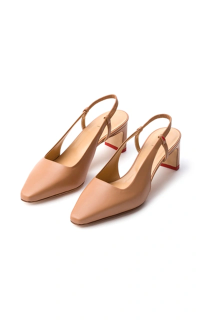 Shop Aeyde Eve Calfskin Slingback Heels In Neutral