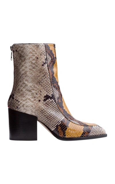 Shop Aeyde Lidia Snake-embossed Leather Boots In Multi