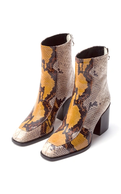 Shop Aeyde Lidia Snake-embossed Leather Boots In Multi