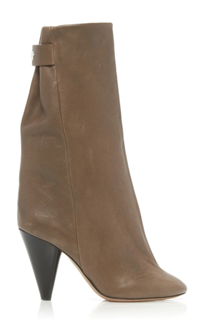 Shop Isabel Marant Lakfee Leather Ankle Boots In Brown