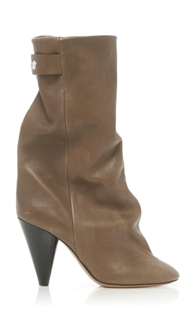 Shop Isabel Marant Lakfee Leather Ankle Boots In Brown
