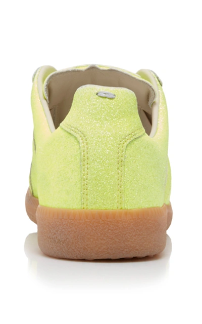 Shop Maison Margiela Replica Glittered Faux-leather Sneakers In Yellow