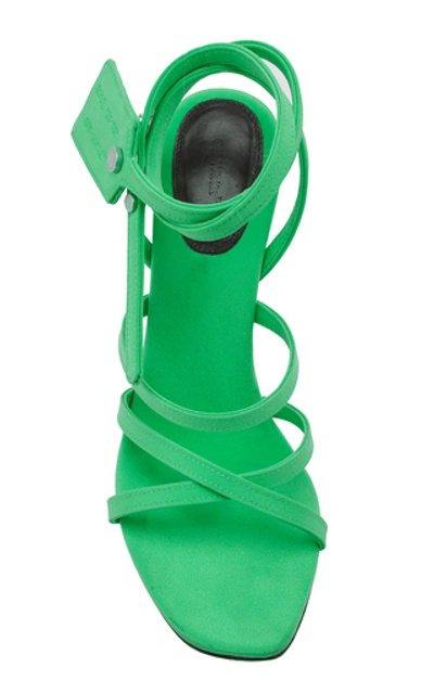 Shop Off-white Leather And Satin Ziptie Sandals In Green