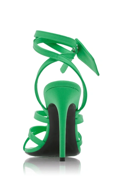 Shop Off-white Leather And Satin Ziptie Sandals In Green