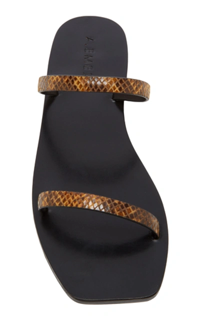 Shop A.emery Lola Snake-effect Leather Sandals In Brown