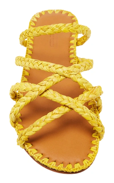 Shop Carrie Forbes Noura Raffia Slides In Yellow