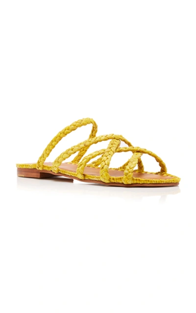 Shop Carrie Forbes Noura Raffia Slides In Yellow
