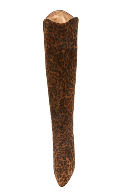 Shop Aquazzura Women's Gainsbourg Printed Suede Knee Boots In Animal