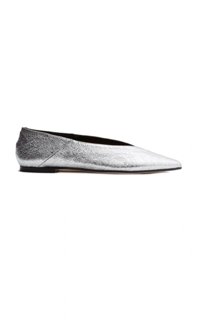 Shop Aeyde Moa Flats In Silver