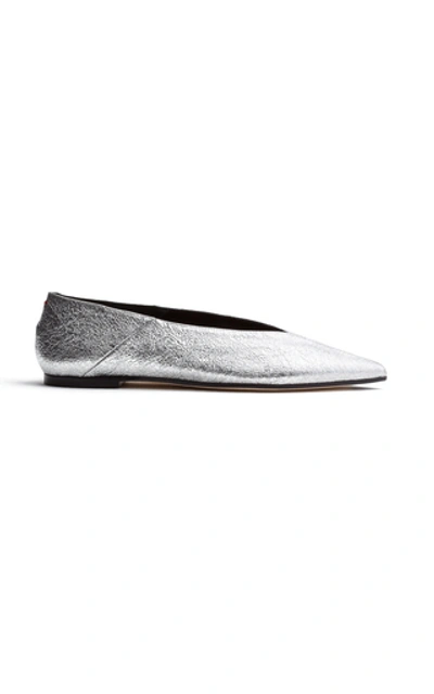 Shop Aeyde Moa Flats In Silver