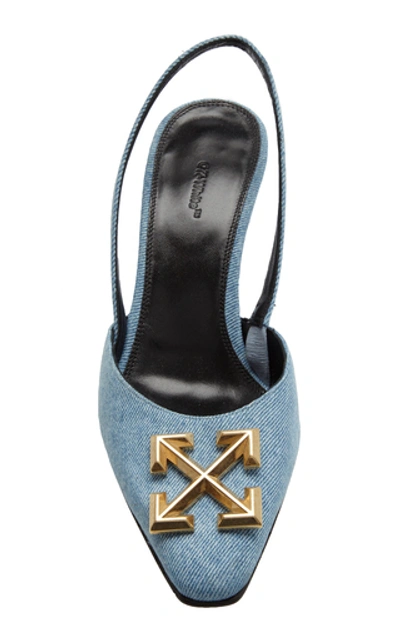 Shop Off-white Arrow-embellished Denim Slingbacks In Blue