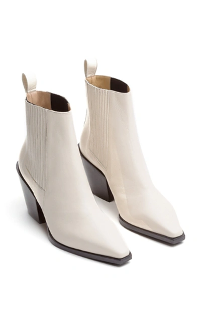 Shop Aeyde Kate Leather Booties In White