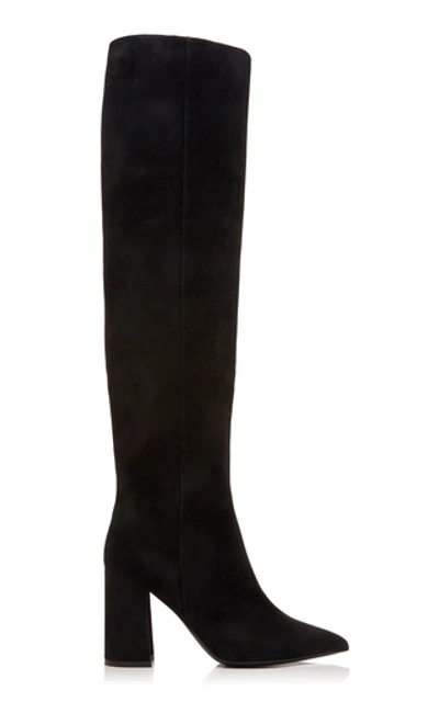 Shop Tabitha Simmons Izzy Suede Knee Boots In Black