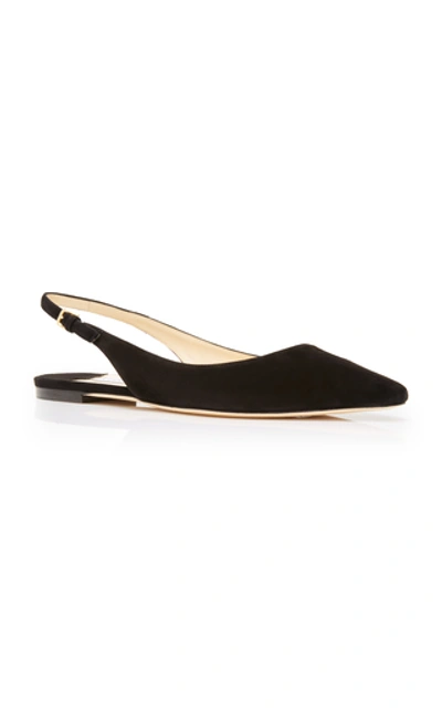 Shop Jimmy Choo Erin Suede Slingback Flats In Black