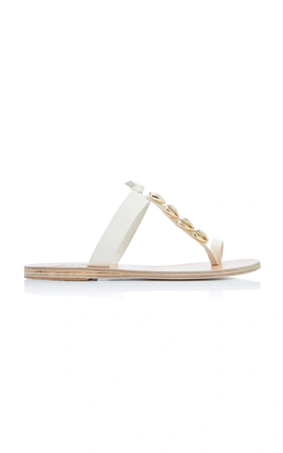 Shop Ancient Greek Sandals Iris Embellished Leather Sandals In White