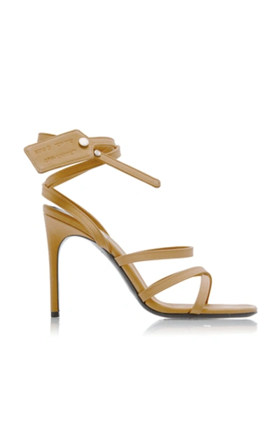 Shop Off-white Leather And Satin Ziptie Sandals In Neutral