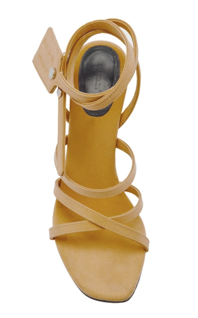 Shop Off-white Leather And Satin Ziptie Sandals In Neutral