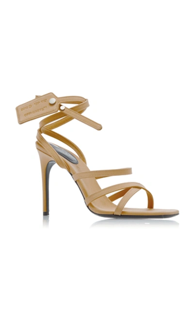 Shop Off-white Leather And Satin Ziptie Sandals In Neutral