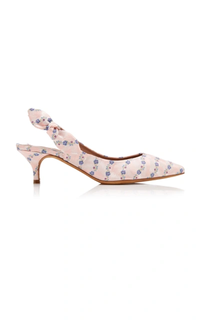 Shop Tabitha Simmons Rise Bow-embellished Floral-jacquard Slingback Pumps In Pink