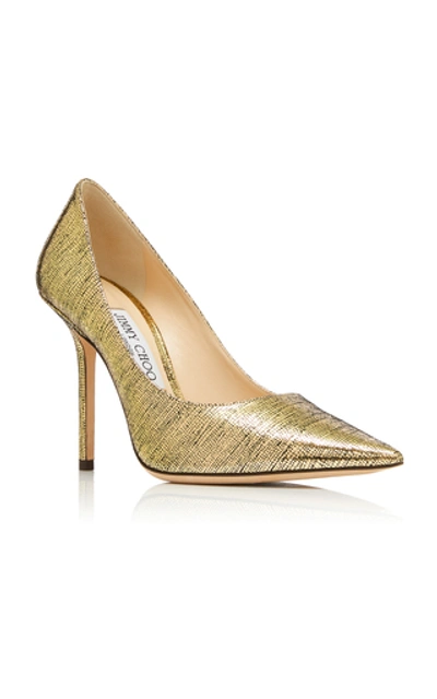 Shop Jimmy Choo Love Metallic Lizard-effect Leather Pumps In Gold