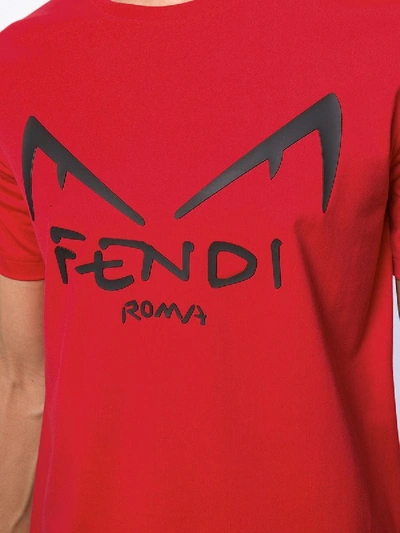 Shop Fendi Diabolic Eyes Logo T-shirt Red