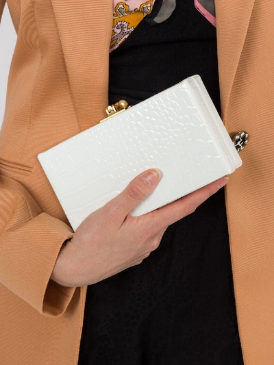 Shop Edie Parker Jean Box Croc Clutch In White