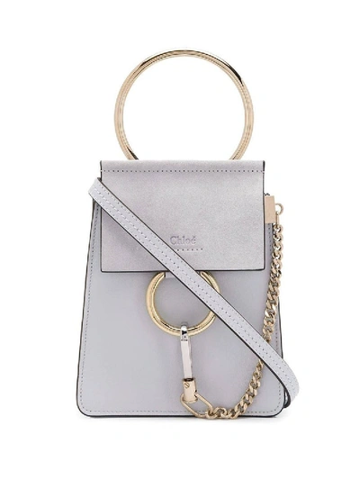 Shop Chloé Light Grey Small Faye Bracelet Bag