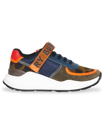 Shop Burberry Color Block Logo Sneakers