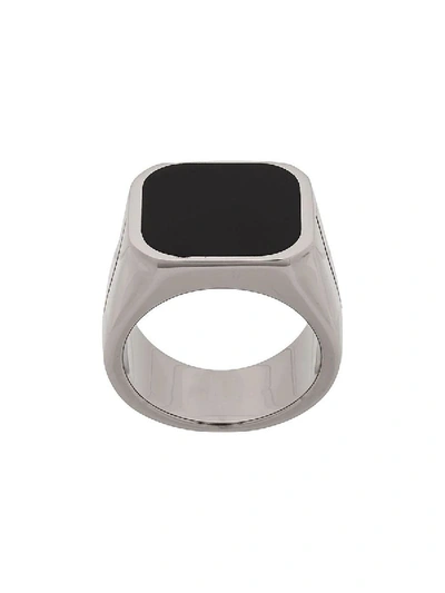 Shop Givenchy Engraved Signature Signet Ring In Silver