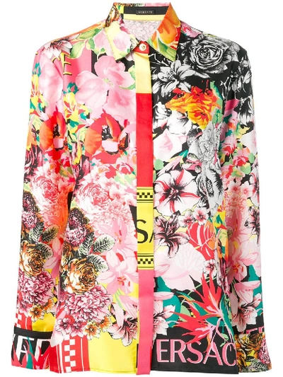 Shop Versace Floral Print Blouse Multicolor