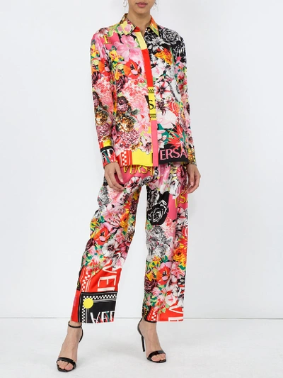 Shop Versace Floral Print Blouse Multicolor