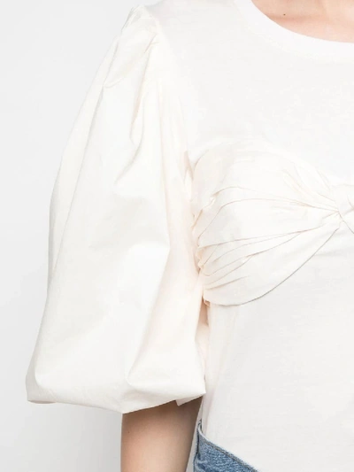 Shop Johanna Ortiz Idyllio Ruched Puff-sleeve Blouse In White