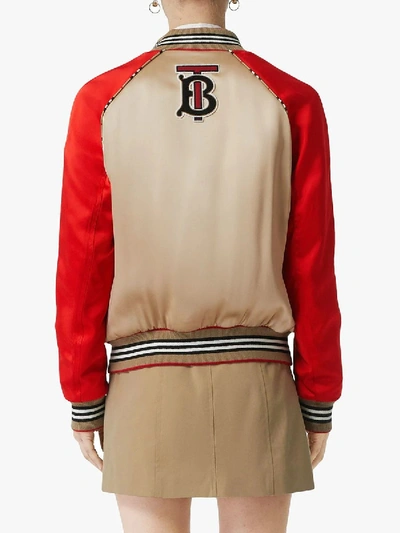 Shop Burberry Icon Stripe Detail Monogram Motif Bomber Jacket Multicolor