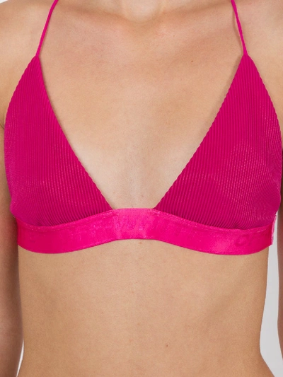 Shop Off-white Ribbed Bikini Set Pink