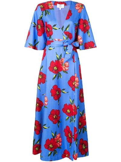 Shop Rebecca De Ravenel Floral Print Wrap Dress Multicolor