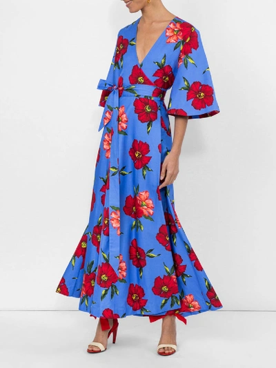 Shop Rebecca De Ravenel Floral Print Wrap Dress Multicolor