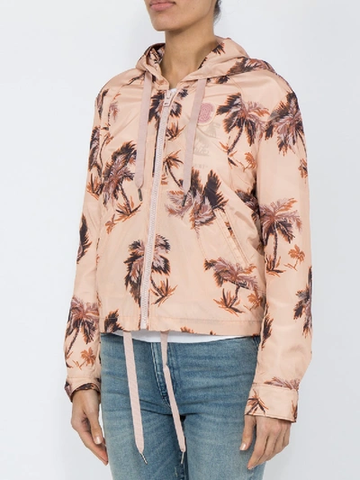 Shop Coach Floral Print Hooded Jacket In Pink